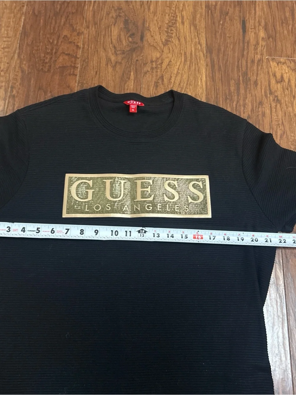 Guess Black Ribbed Tee with Red Label - Picture 5 of 7